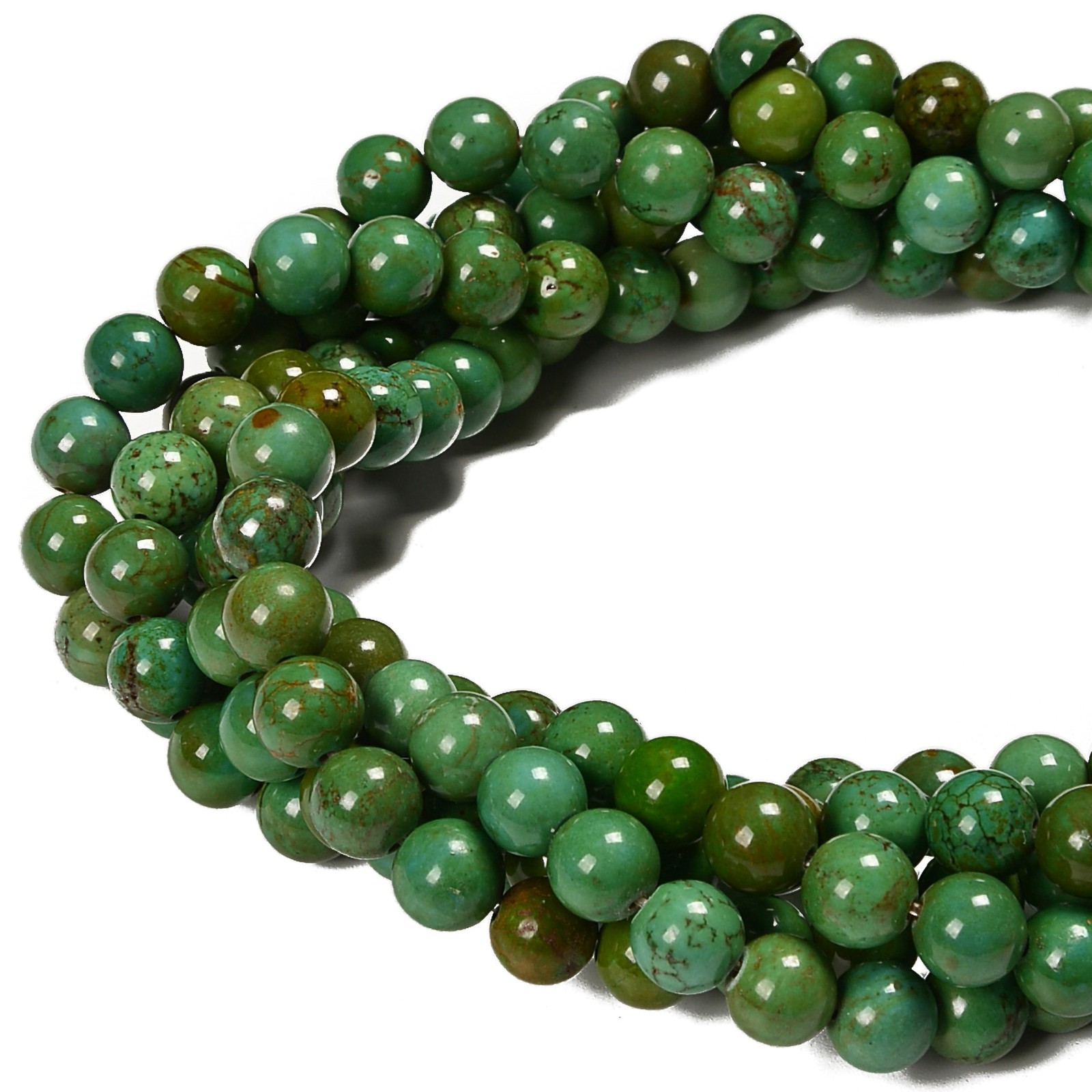 Dark Green Turquoise Smooth Round Beads Size 4mm 6mm 8mm 10mm 15.5” Strand