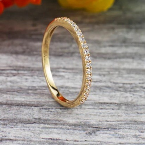 IGI 0.20CT Round Cut EF/VS1 Lab Grown Diamond Half Eternity Band 14k Yellow Gold