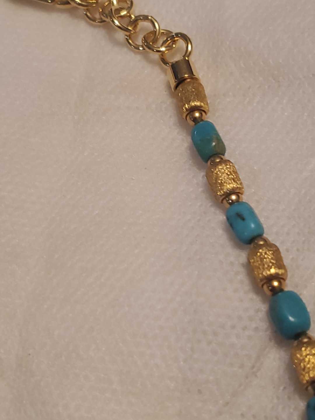 Bronze Italia 18″ Turquoise And Brushed Satin Nuget Necklace Yellow.
