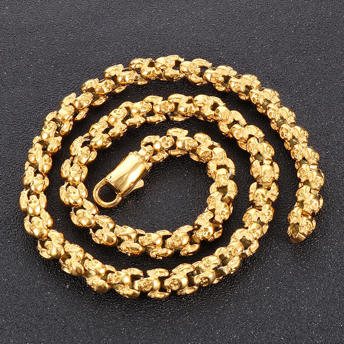 Multi-size Vintage 316L Stainless Steel Skull Link Chain Necklace For Cool Men