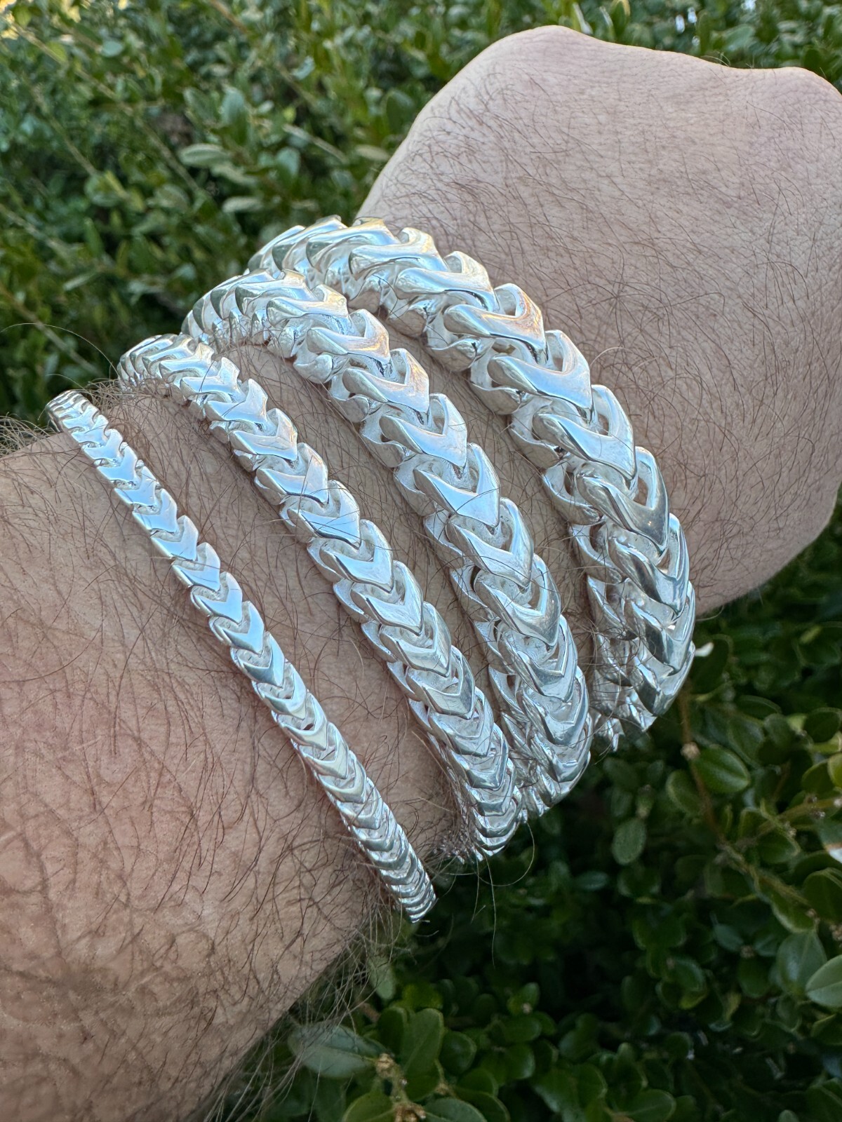 Mens BIG 4-10mm Franco Bracelet Real 925 Silver Box Clasp Handmade In Mexico