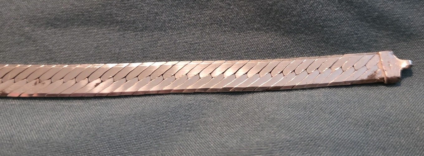 Vintage Italy Sterling Silver Wide Herringbone Bracelet