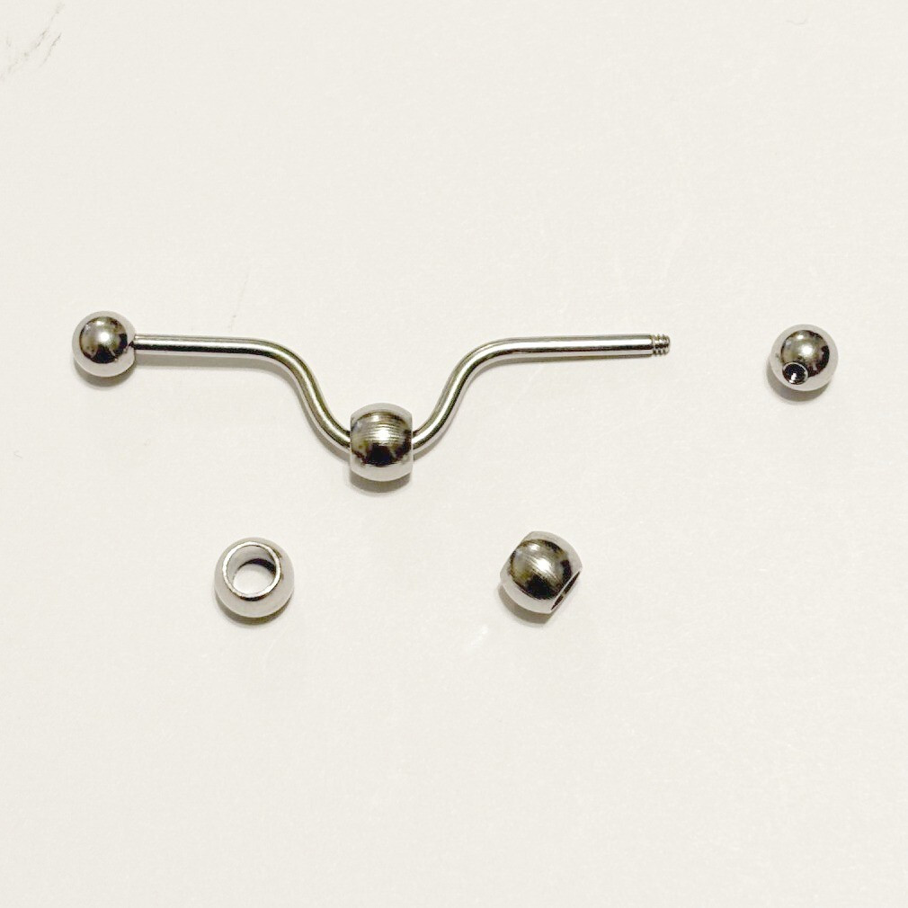 3 Balls DIP Style INDUSTRIAL BARBELL 316L Surgical Steel 14g 1-1/2″ Length.