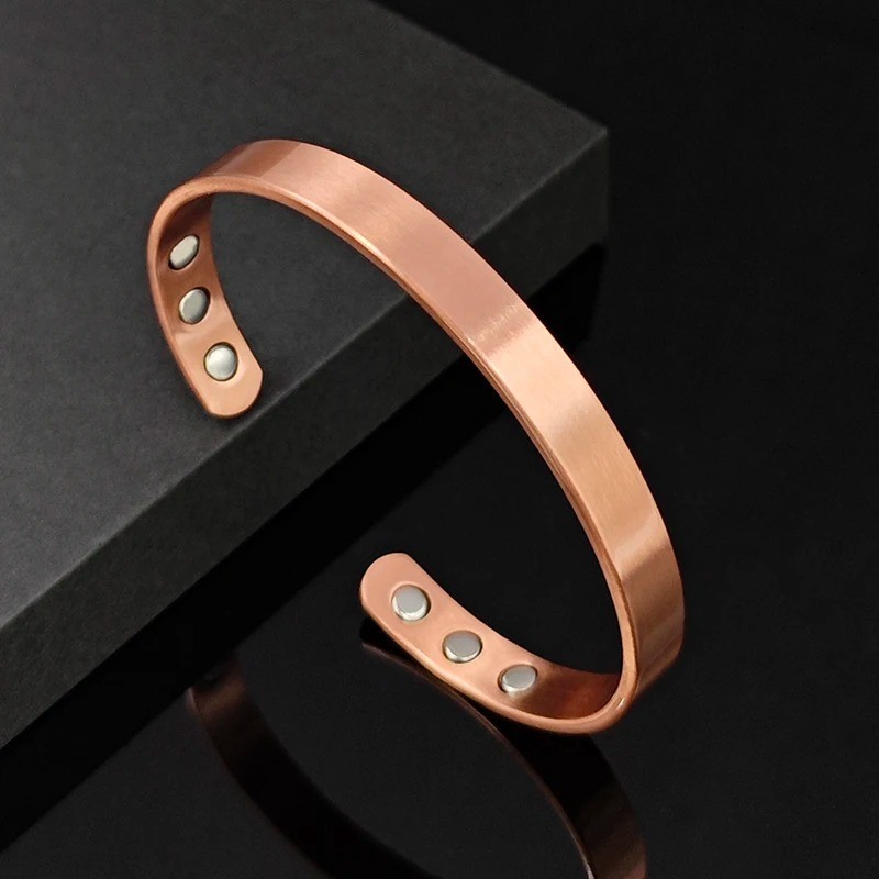 Pure Copper Bracelet for Men Women Arthritis Pain Relief, Adjustable Cuff Bangle