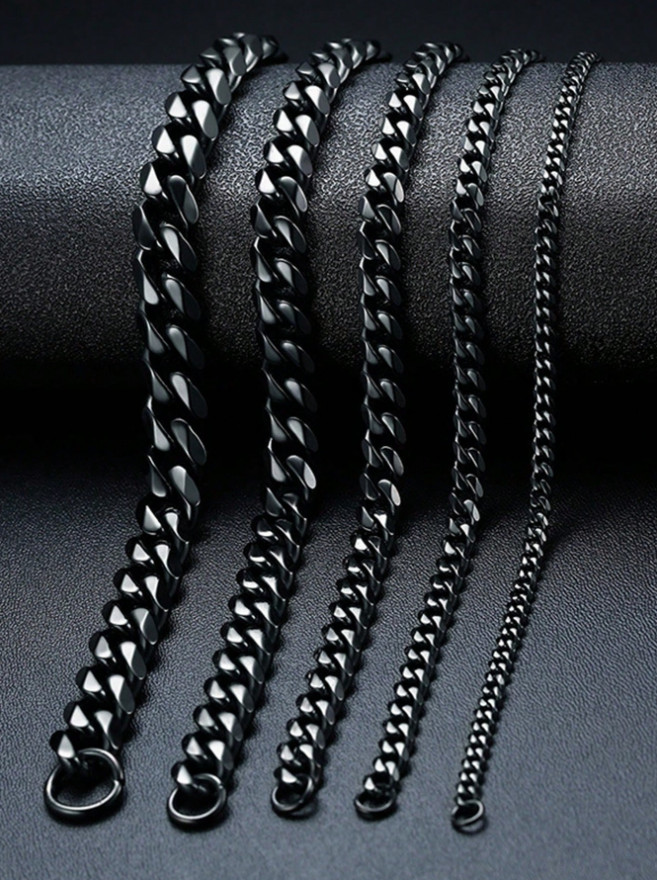 3.5-7mm Mens Titanium Stainless Steel Fashion Chunky Curb Chain Necklace Link US