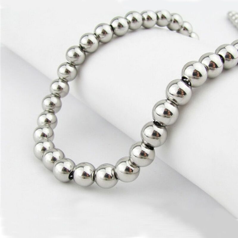 4/6/8/10mm Real Stainless Steel Solid Heavy Bead Ball Chain Necklace Never Fade