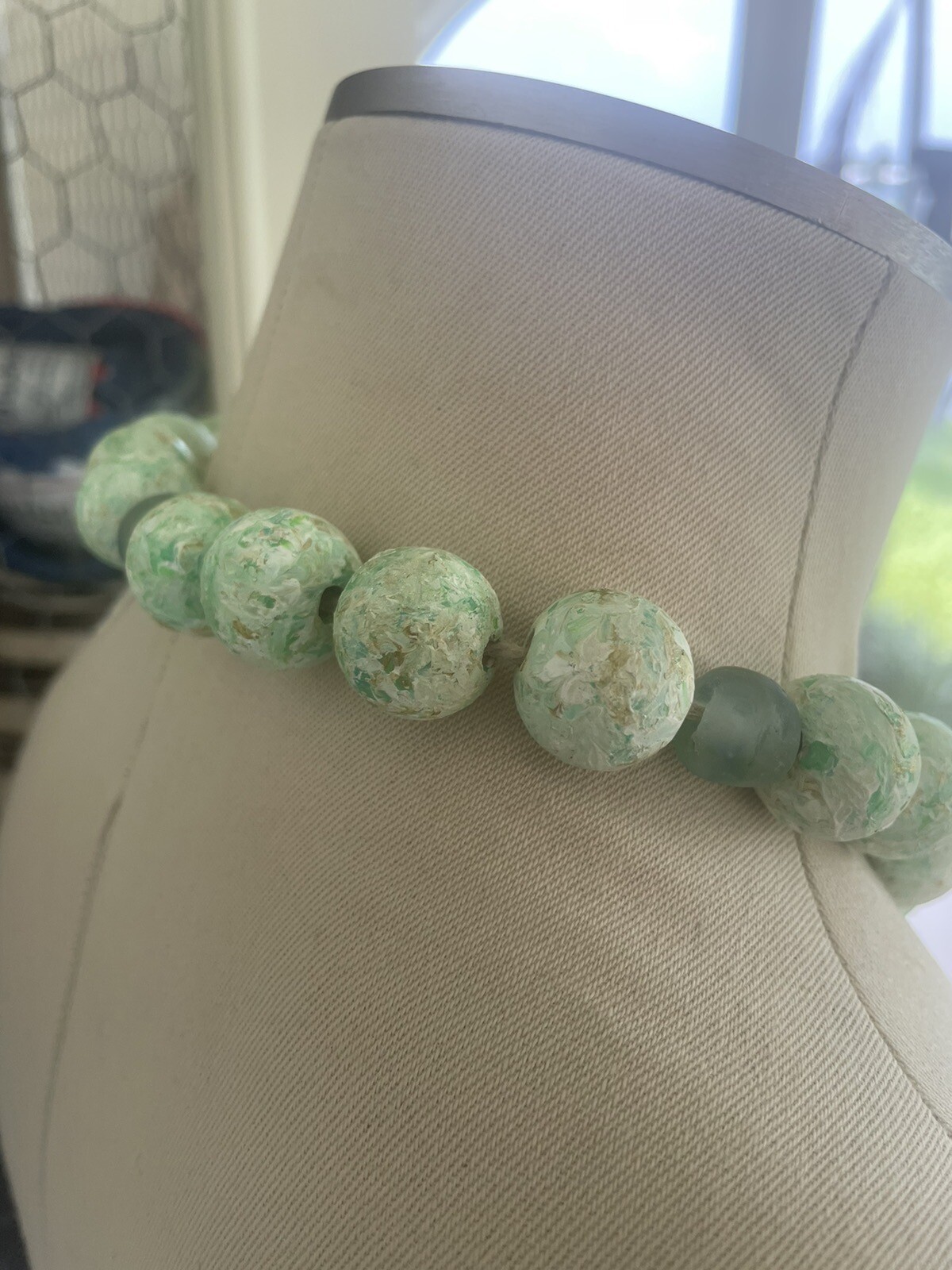 Turquoise Color Beads on Jute Handmade Boho No Metal