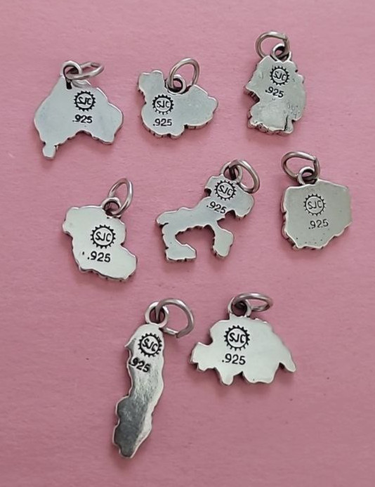 Sterling Silver Country Map Charm Pendant Choose Country Maps Travel 925 USA New