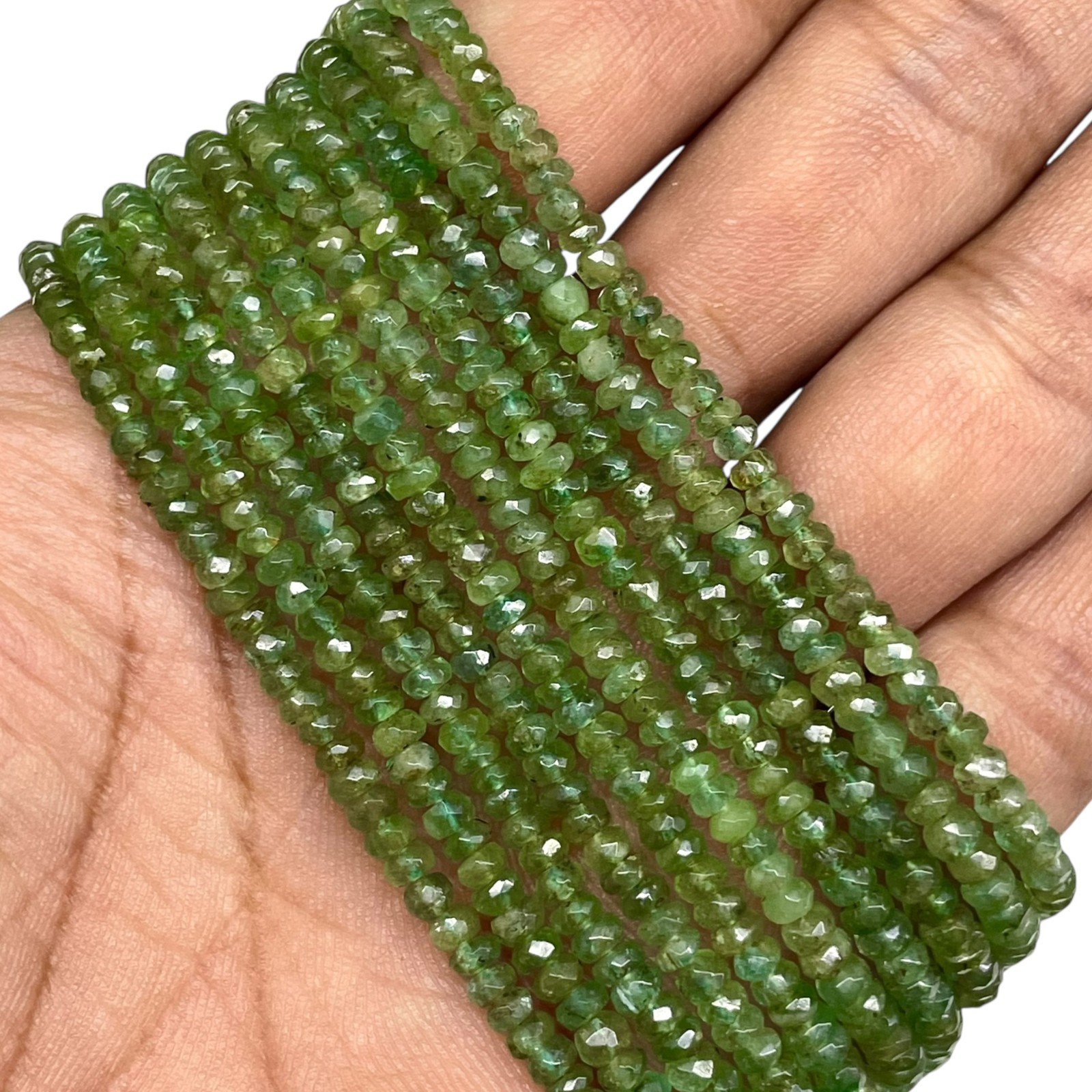 Single Strand Natural Zambian Emerald Necklace Faceted Beads 925 Clasp 18 Inch
