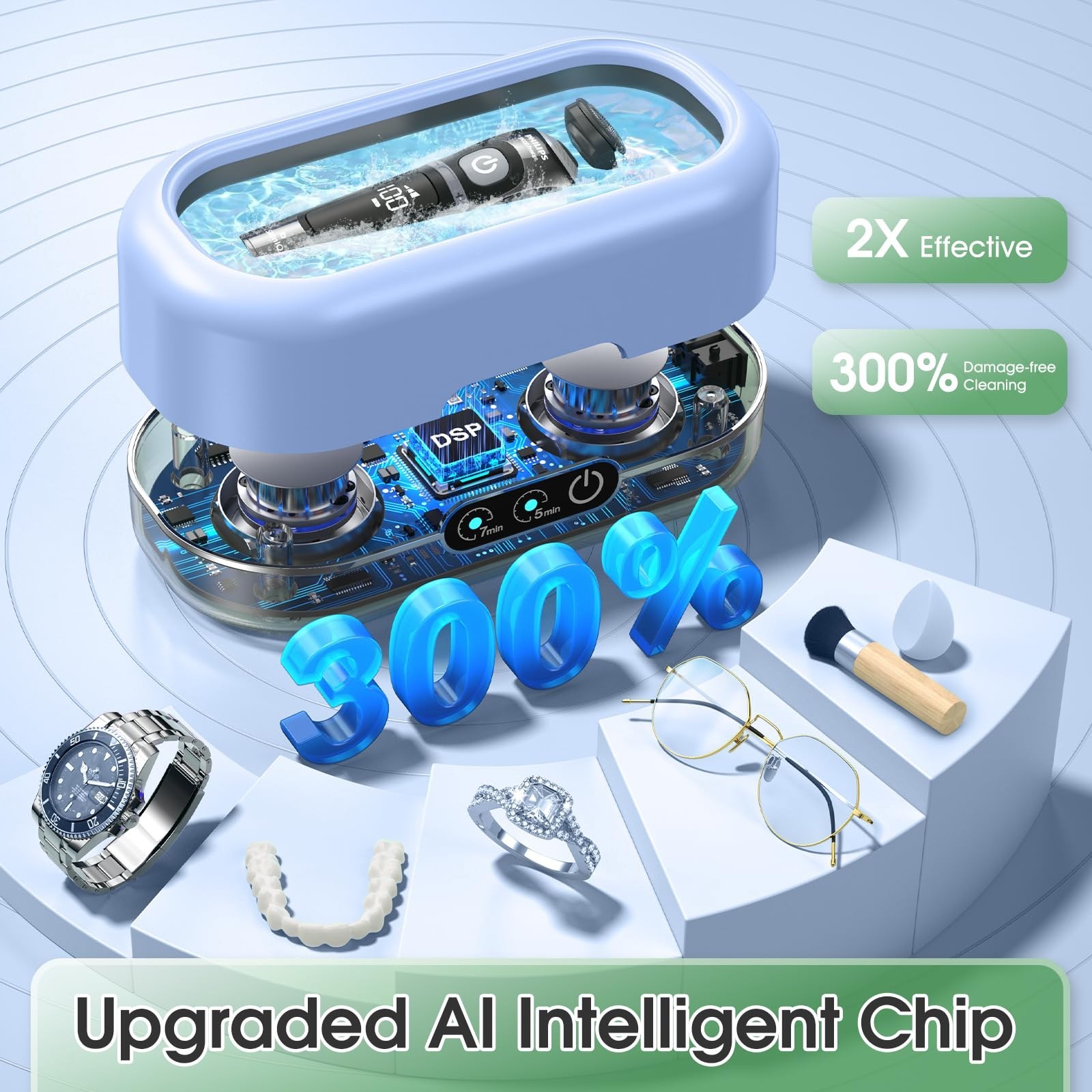 Ultrasonic Jewelry Cleaner with Digital Timer – 50KHz Stainless Steel Machine fo