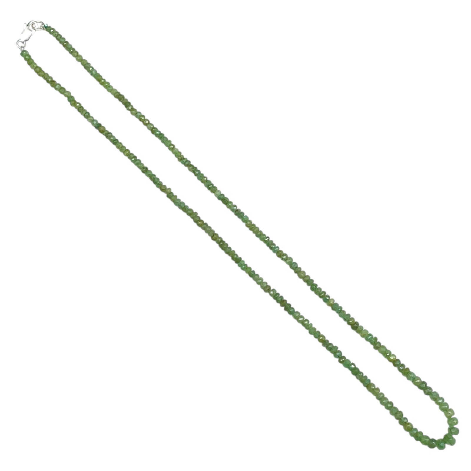 Single Strand Natural Zambian Emerald Necklace Faceted Beads 925 Clasp 18 Inch