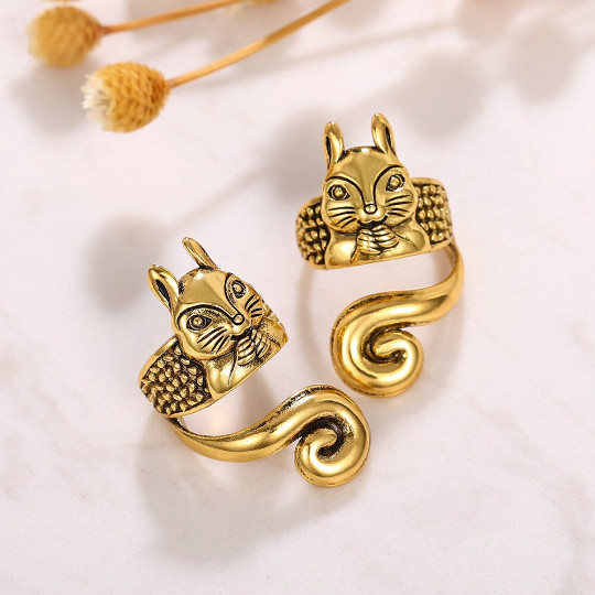 Cute Squirrel Cuffs •Non-Pierced Ear Clip •A Pretty Gift Sold as A PAIR!