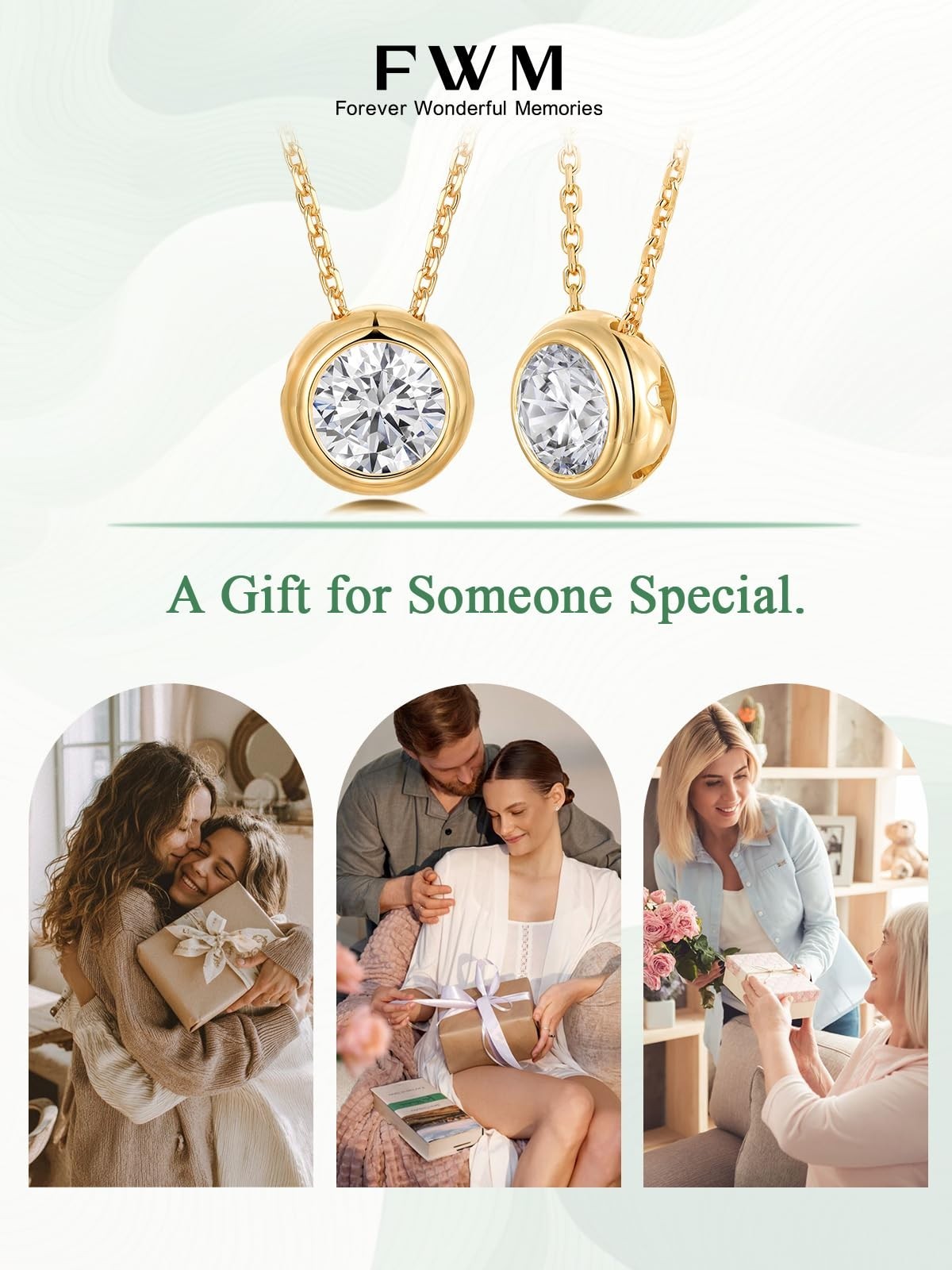 5A Cubic Zirconia Simulated Emerald Bezel Necklace for Women, Adjustable Chain 1