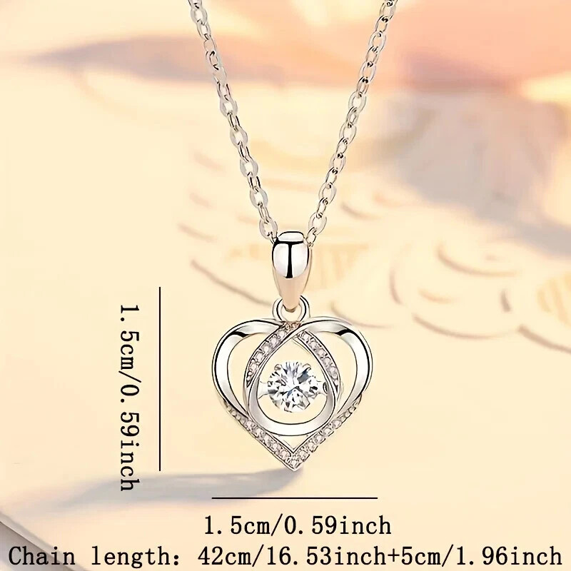 Love Heart Blue Zirconium Pendant Necklace