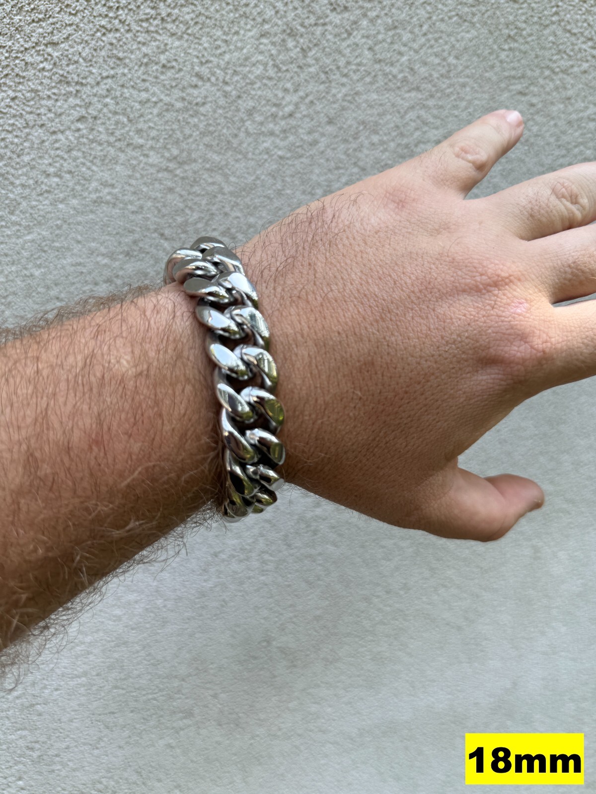 Miami Cuban Link Bracelet White Gold Plated Stainless Steel 4-18mm Mens Ladies