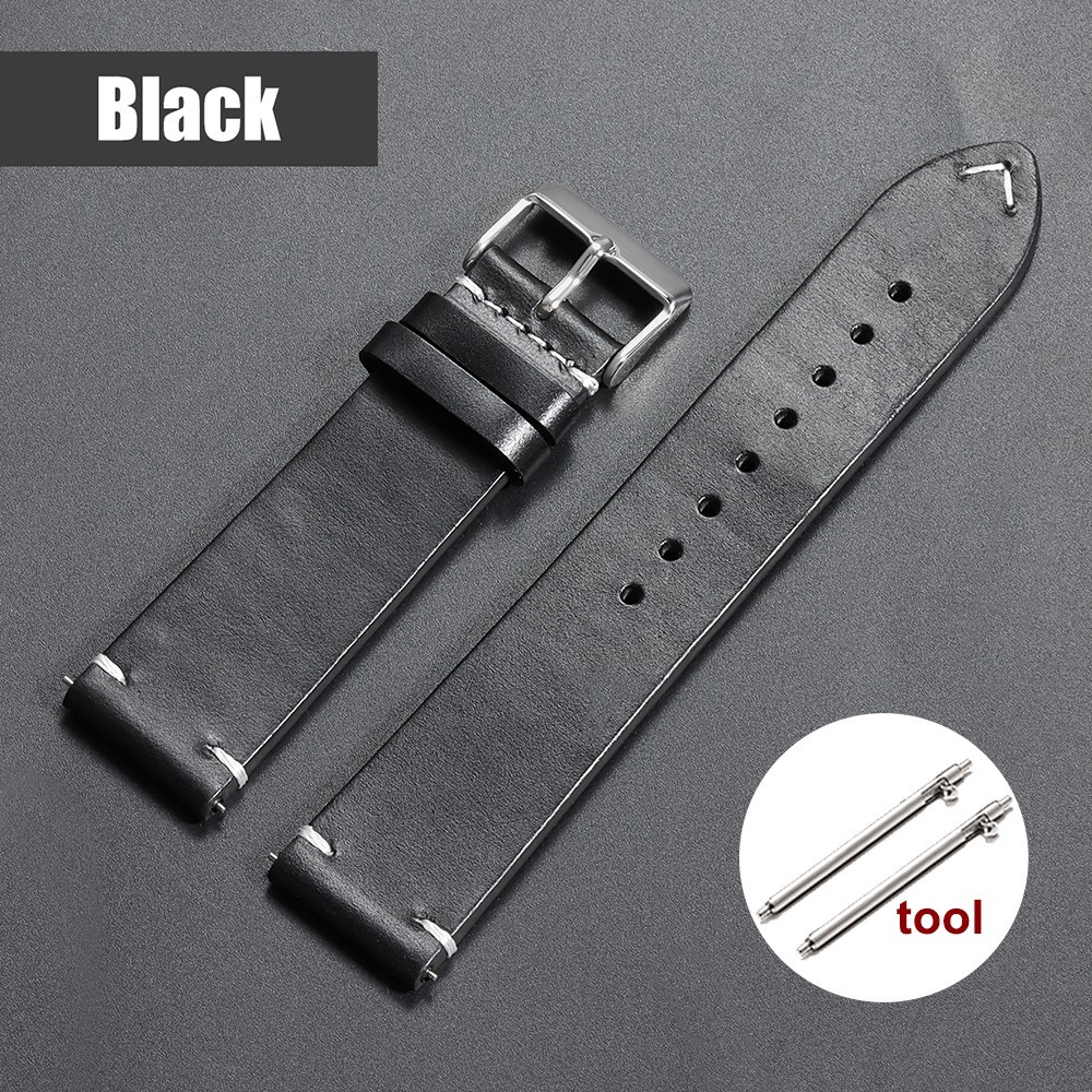 18mm 20mm 22mm Vintage Oil Wax Leather Watchband 19mm 21mm 24mm Cowhide Strap