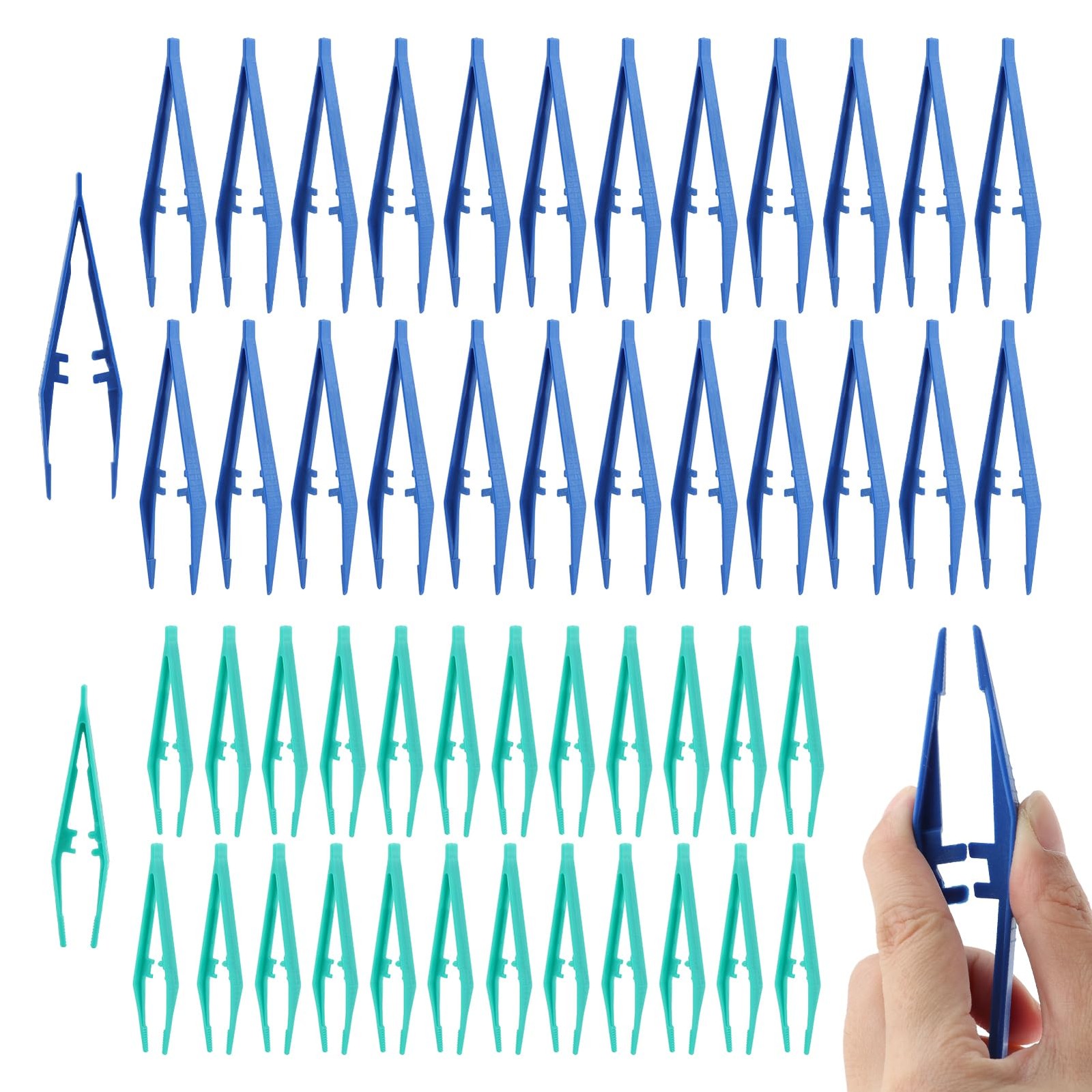 50pcs Plastic Tweezer Bead Tweezers for Kids Craft 50 pcs, As Picture Show