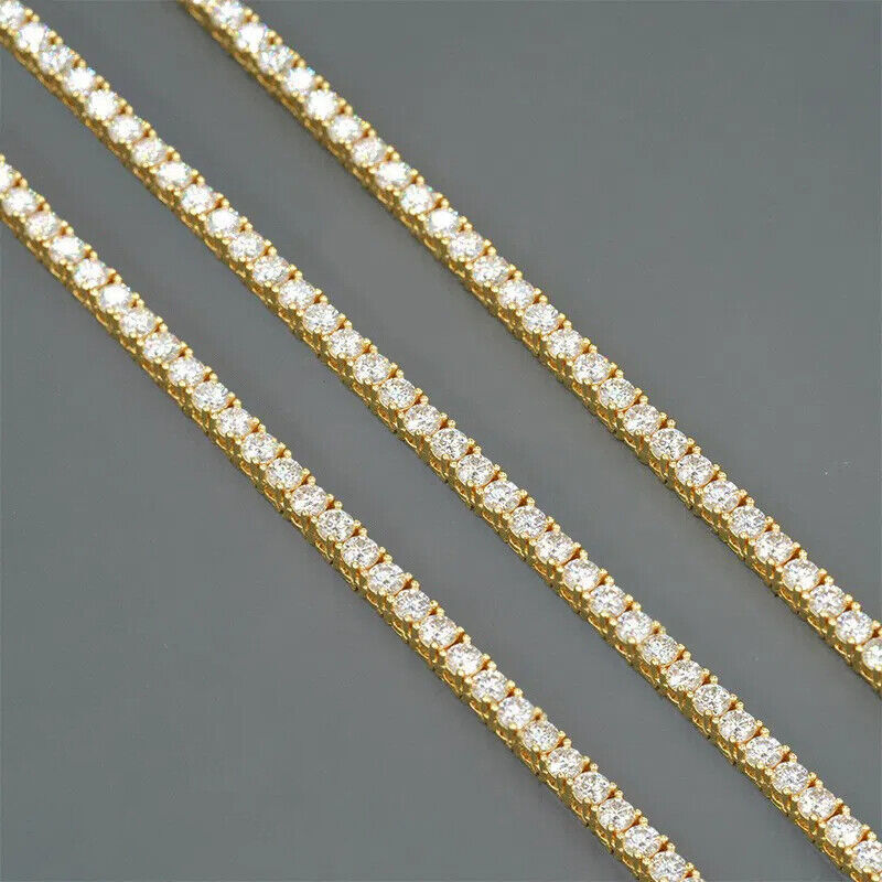 2-6.5mm 16-24″ VVS1 D Moissanite Tennis Chain Necklace 925 Silver Passes Tester