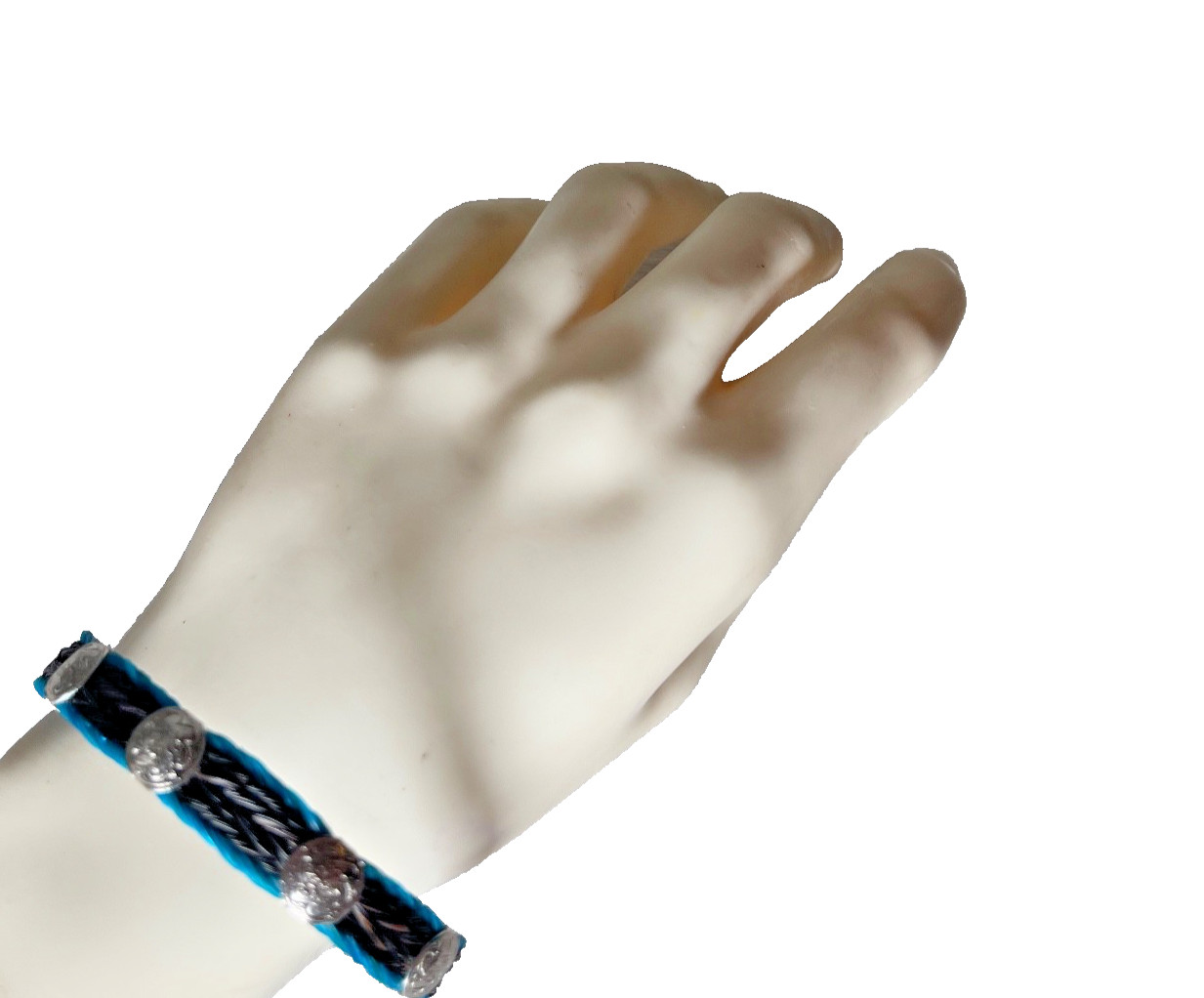 Western Womans Bracelet 7 3/4 x 3/8 in Horsehair Silver Concho Lobster Multicolo