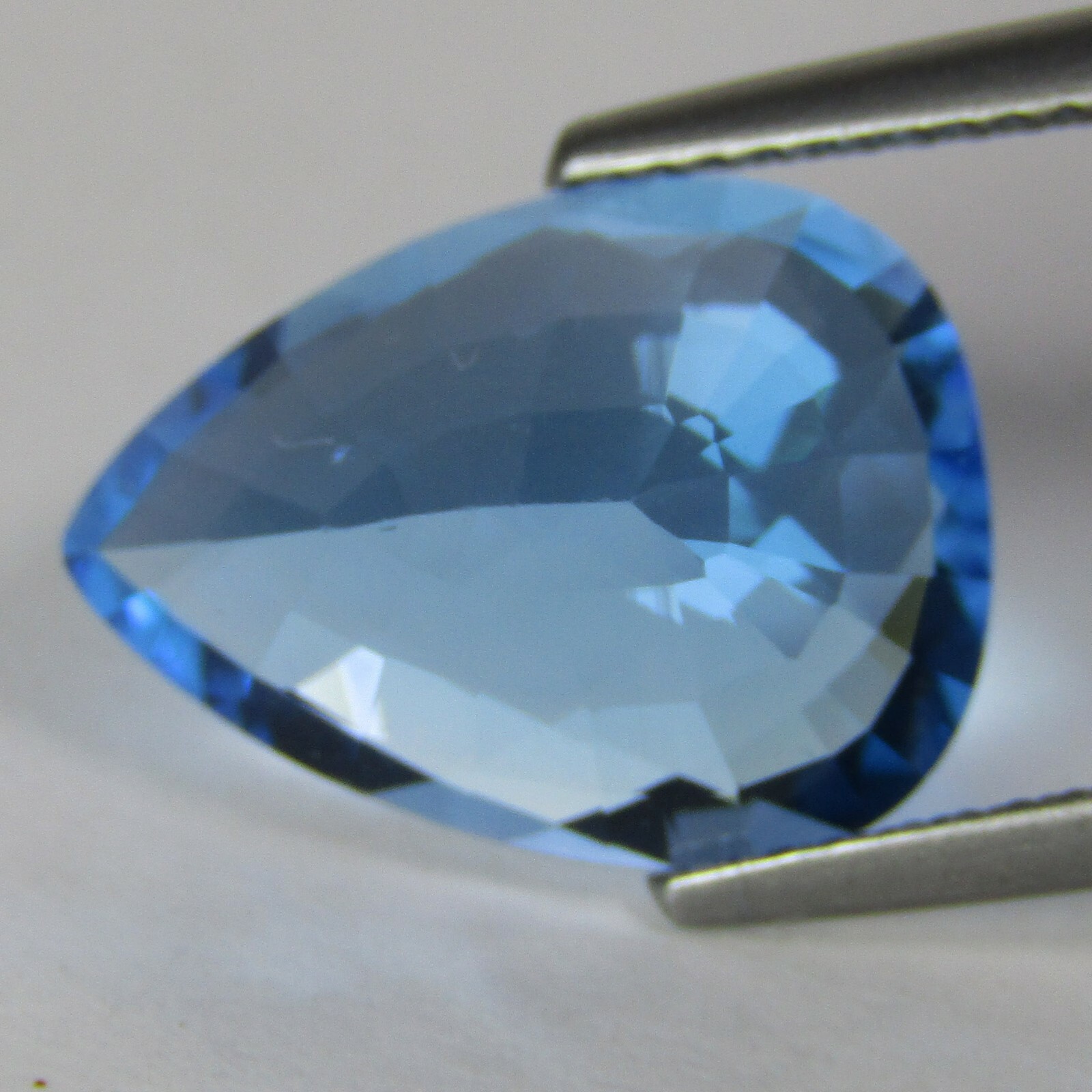 6.70Cts Stunning Natural Swiss Blue Topaz Pear Step Cut Brazil Gemstone Rf-VDO