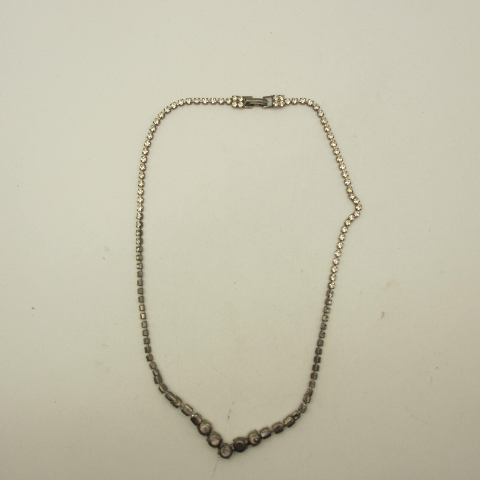 Vintage Rhinestone Necklace Prong Set Dainty Special Occasion 16 Inch