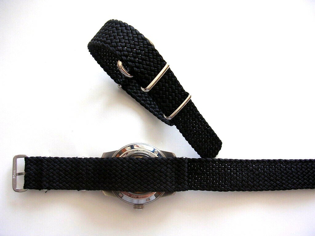 18mm Black Woven Braided SS NATO G10 ® Premium Nylon watch band strap IW SUISSE