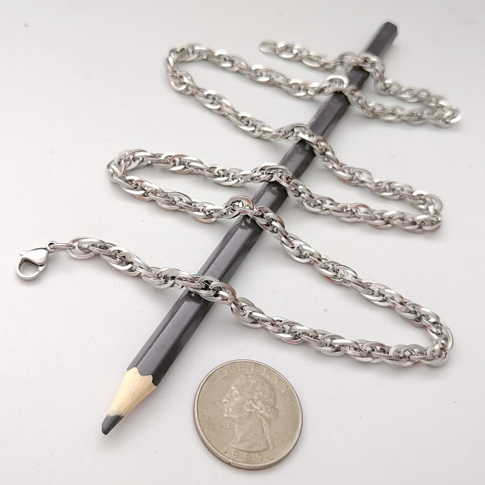 Rope traditional Men’s necklace stainless steel chain 18/20/24/30inch 5mm width