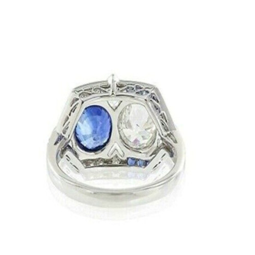 Round OEC Cut Lab creation & Sapphire Engagement Ring, Round Bezel Set Halo