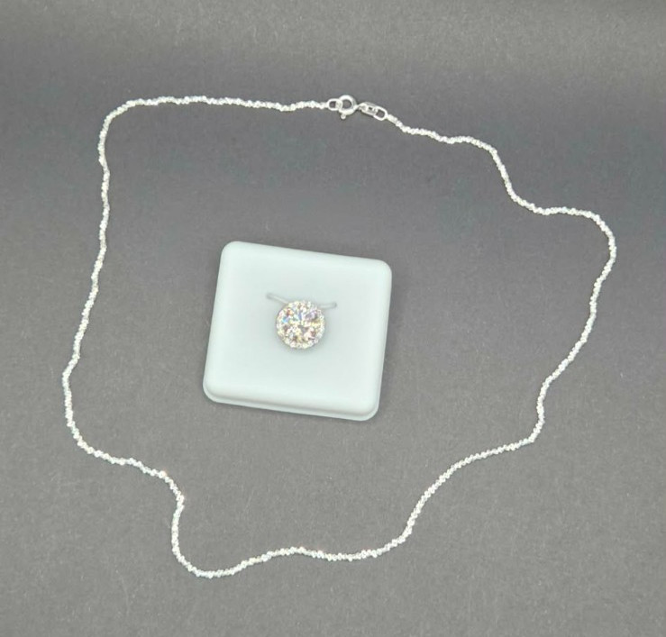 2.0 CT Round Cut Moissanite Pendant Necklace 925 Silver Made in Italy