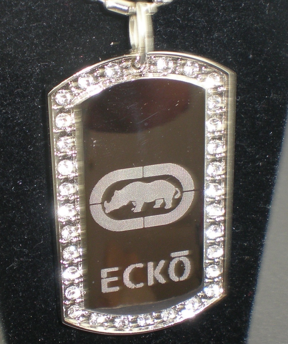 ECKO Regular CZ Dog Tag dogtag Pendant chain Necklace