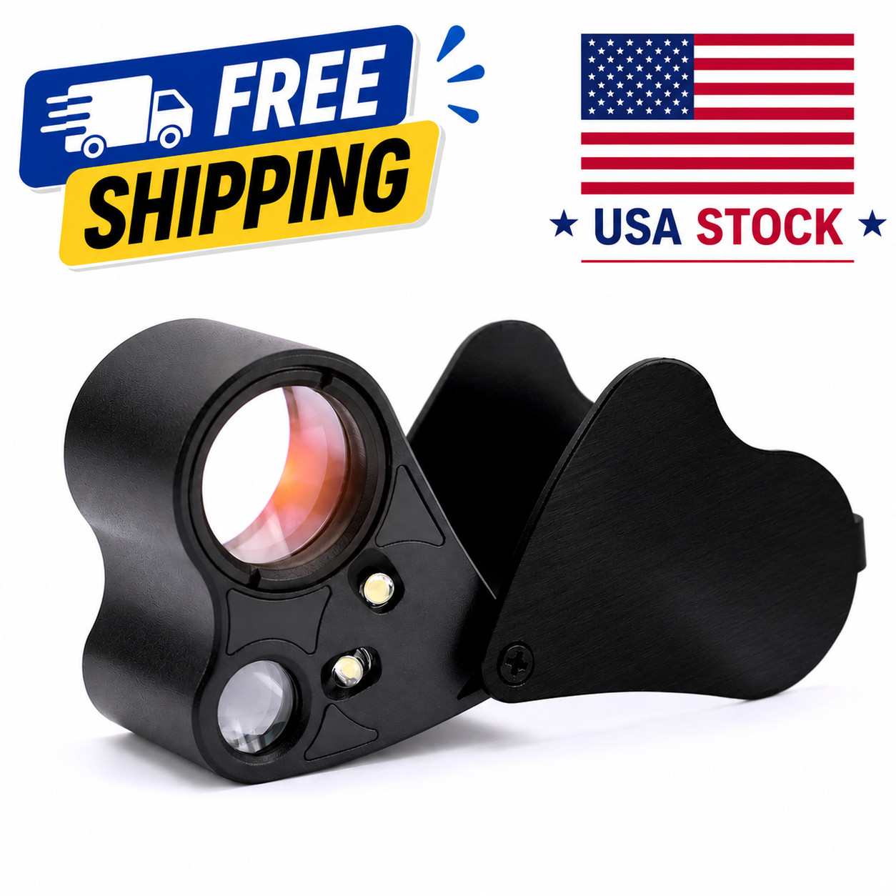 30X 60X Jewelers Loupe Magnifier Foldable Magnifier Bright LED Light Gold