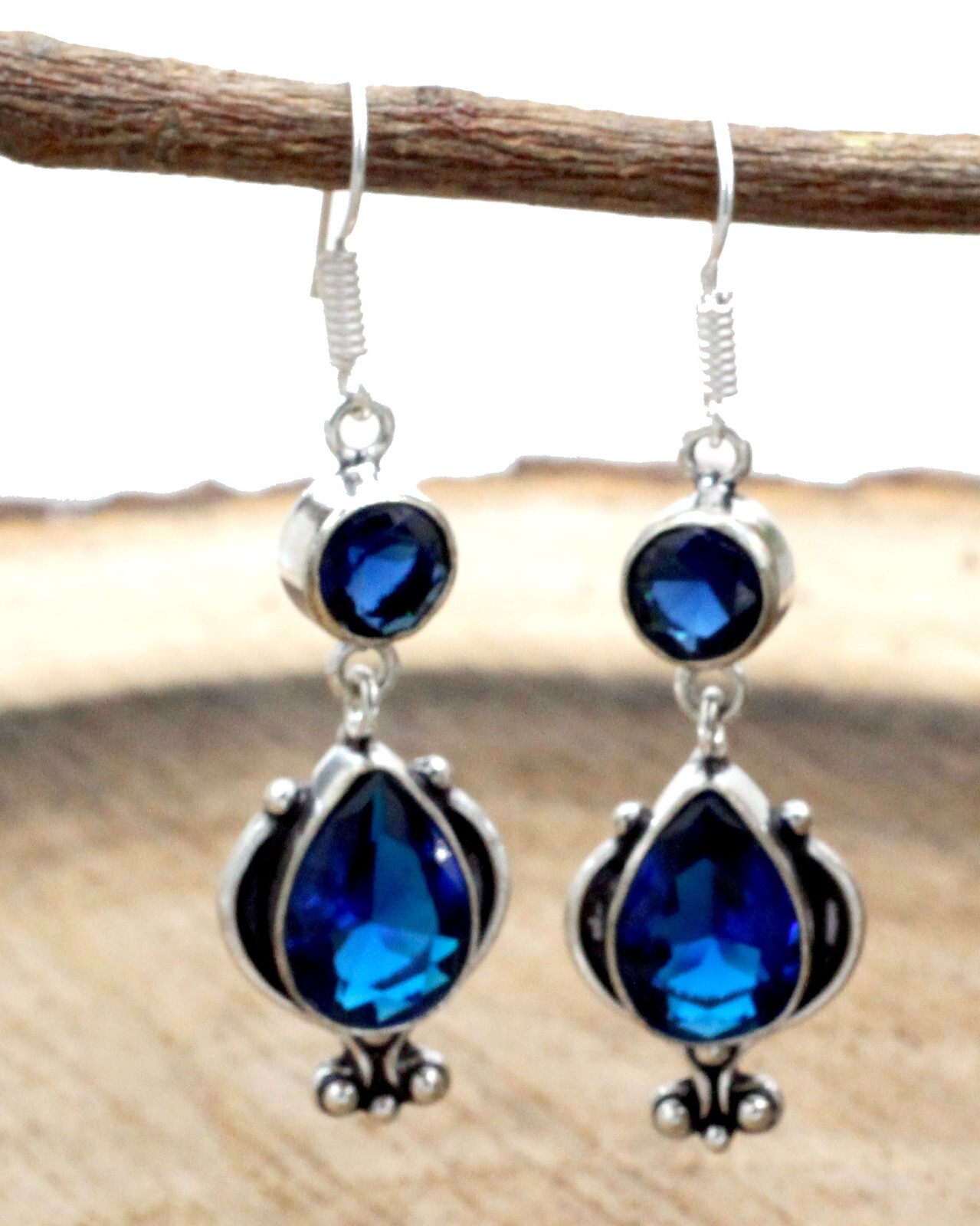 Blue Tanzanite Gemstone 925 Sterling Silver Handmade Jewelry Earring Size-1.50