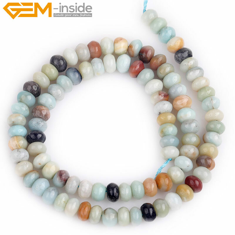 Natural Amazonite Rondelle Spacer Beads Gemstone Loose Beads Jewelry Making 15″