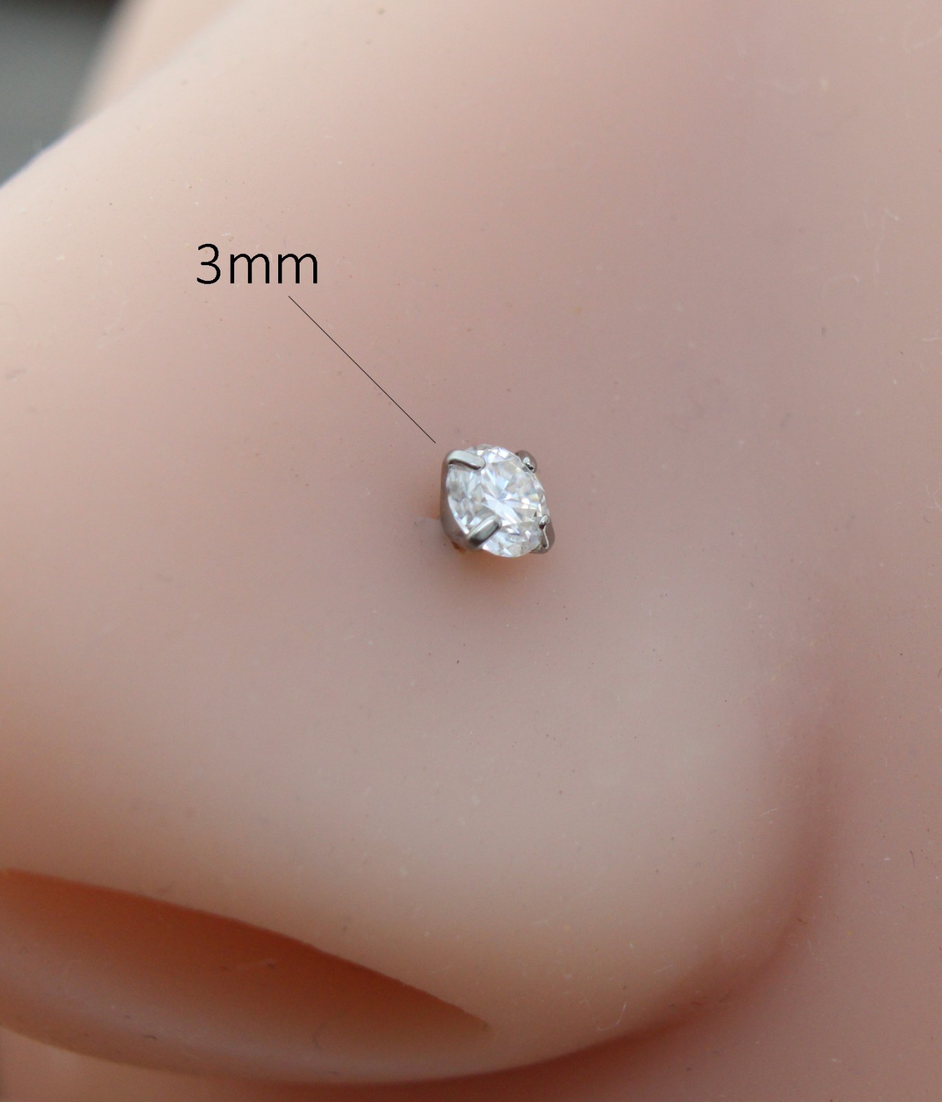 Moissanite L-Shape Nose Ring Silver Stud 18G 20G Surgical Steel Gold PVD
