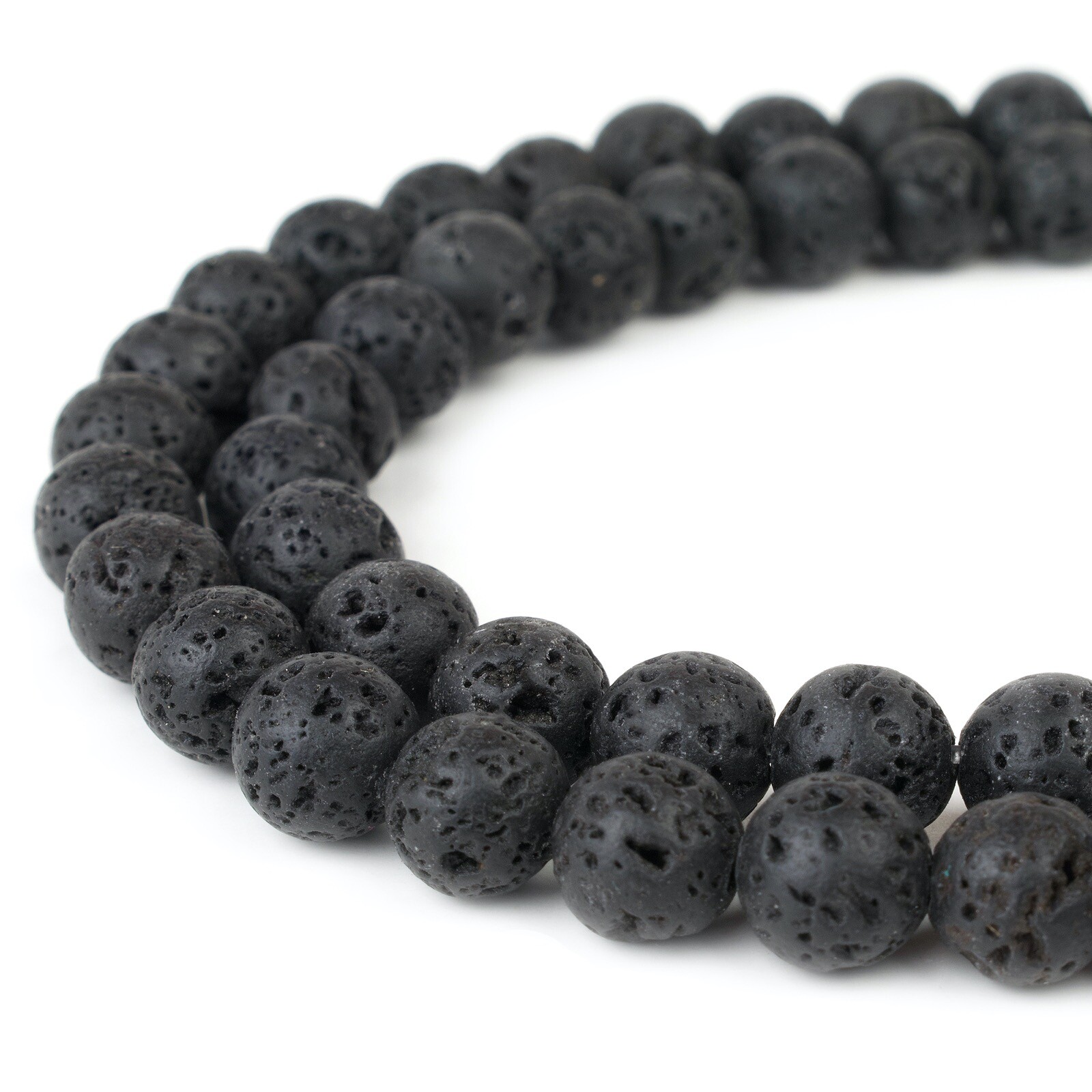 Natural Black Lava Beads Strand Round Rock Jewelry Making 4mm 6mm 8mm 10mm 12mm 