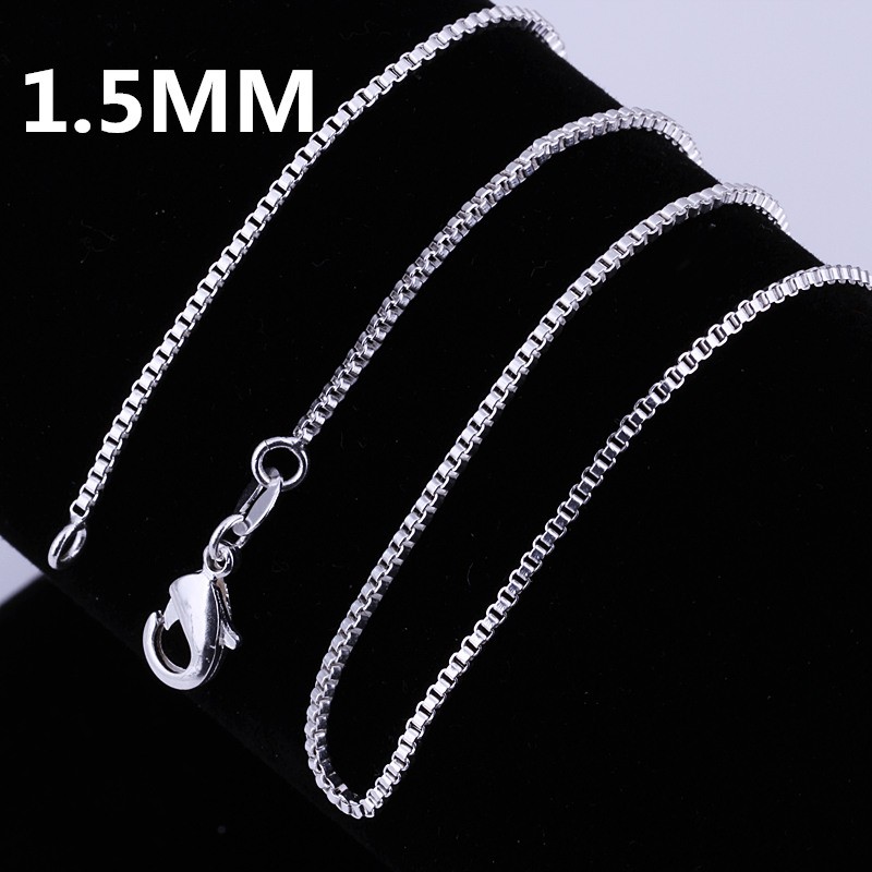 925 Sterling Silver Necklace 16/18/20/22/24 inches fine 1.5MM Box chain