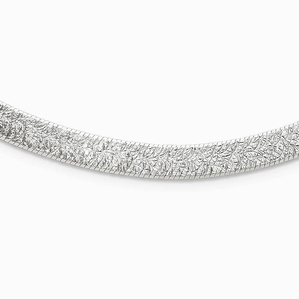 Sterling Silver Polished And Textured 8mm Flat Herringbone 18in Necklace