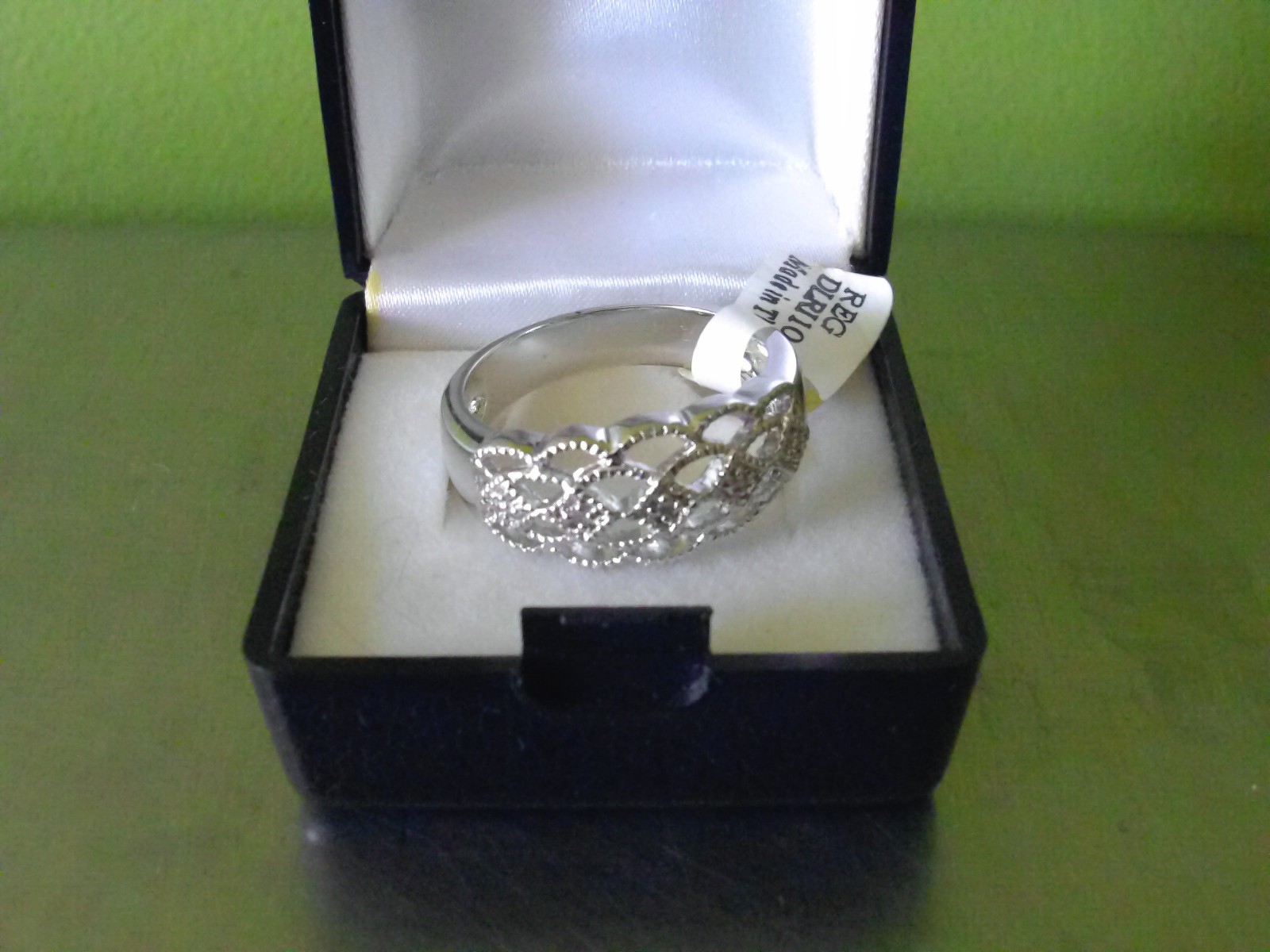 Rhodium Plated Filigree Style Ring Size 10 Made in Thailand