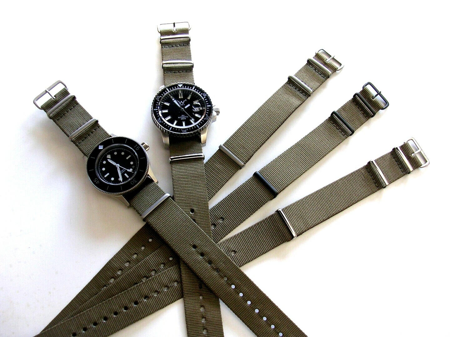 NATO G10 ® Khaki Green HD nylon Military PVD watch band RAF strap bond IW SUISSE