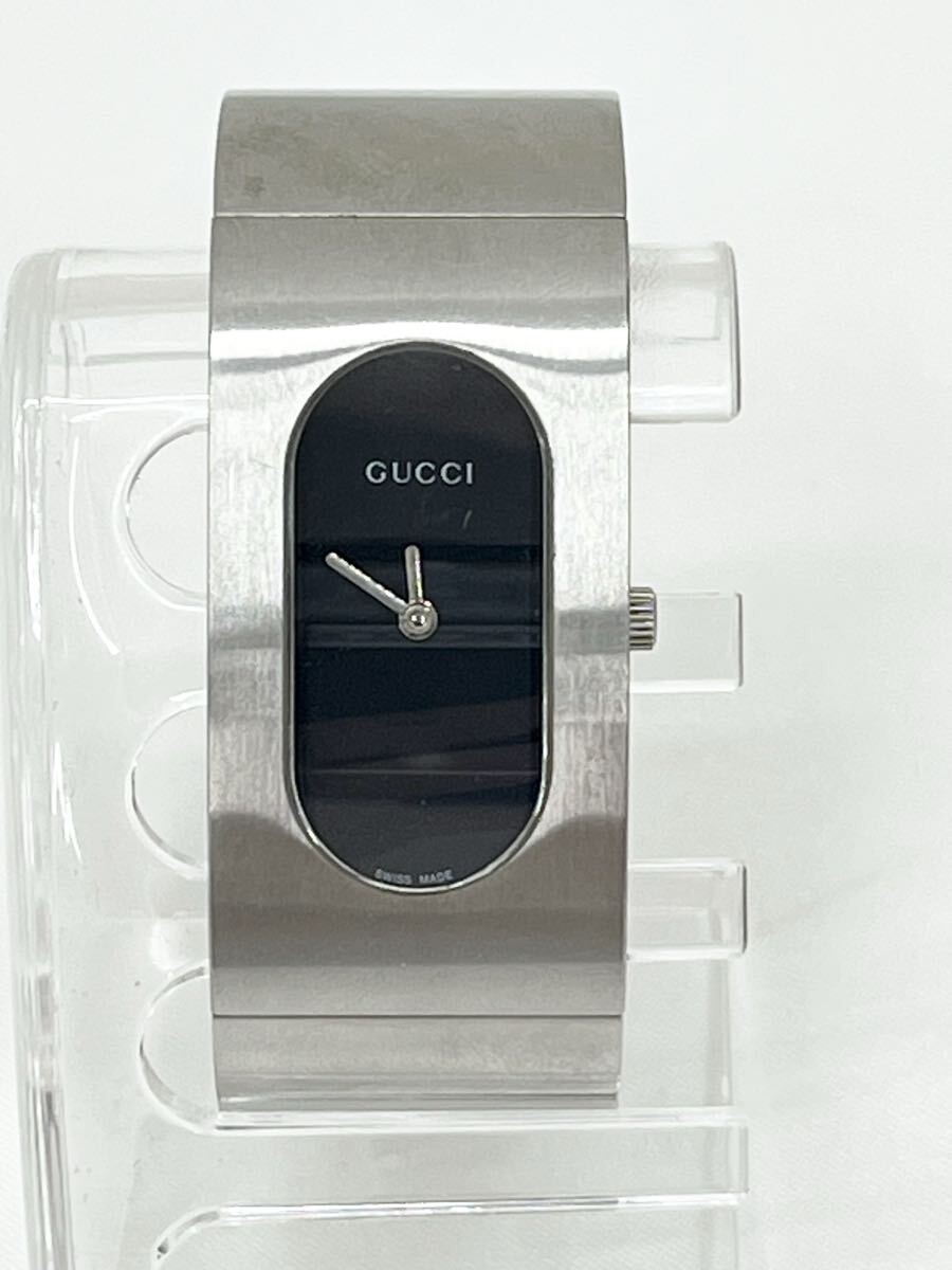 Gucci 2400L Black Dial Silver Bangle Quartz Ladies Watch