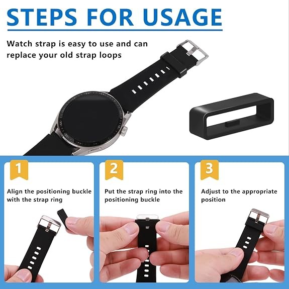 6Pcs Watch Band Keepers, Silicone Strap Holder Loops Retainer 16mm/18mm/20mm/22m