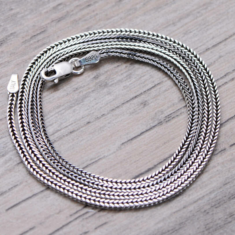 B25 Snake Chain Necklace 925 Sterling Silver Length 55cm 22inch Thickness 1.6mm