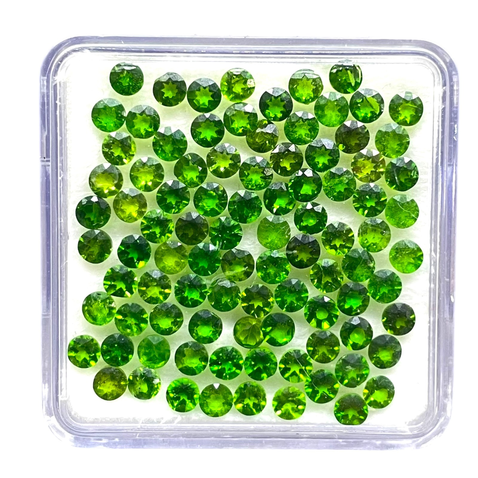 50 Pcs Natural Chrome Diopside 3mm Round Cut Vivid Green Loose Gemstones Lot