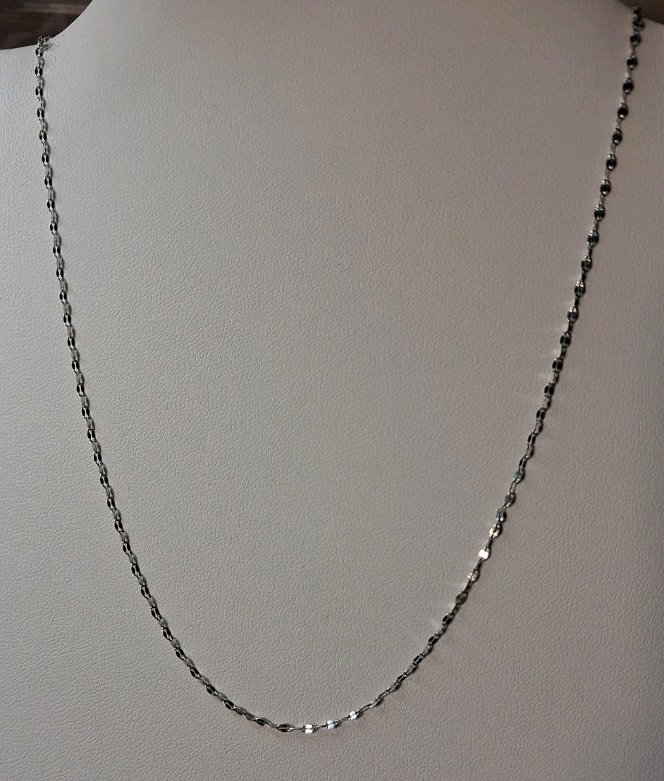 10k Solid White Gold Mirror link chain 16-inches 1.5mm