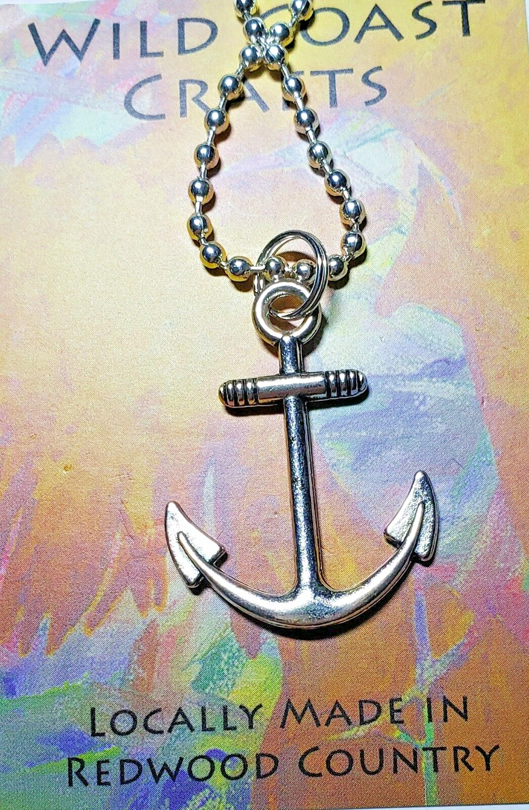 Silver 1 1/2 ” Anchor Pendent Necklace with 20″ Ball Chain