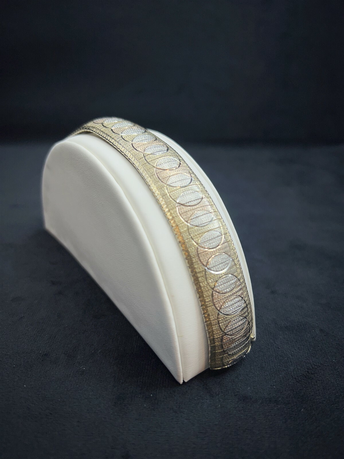 Yellow Rose White Gold Plated Large Wide Herring Bone Sterling Silver Bracelet