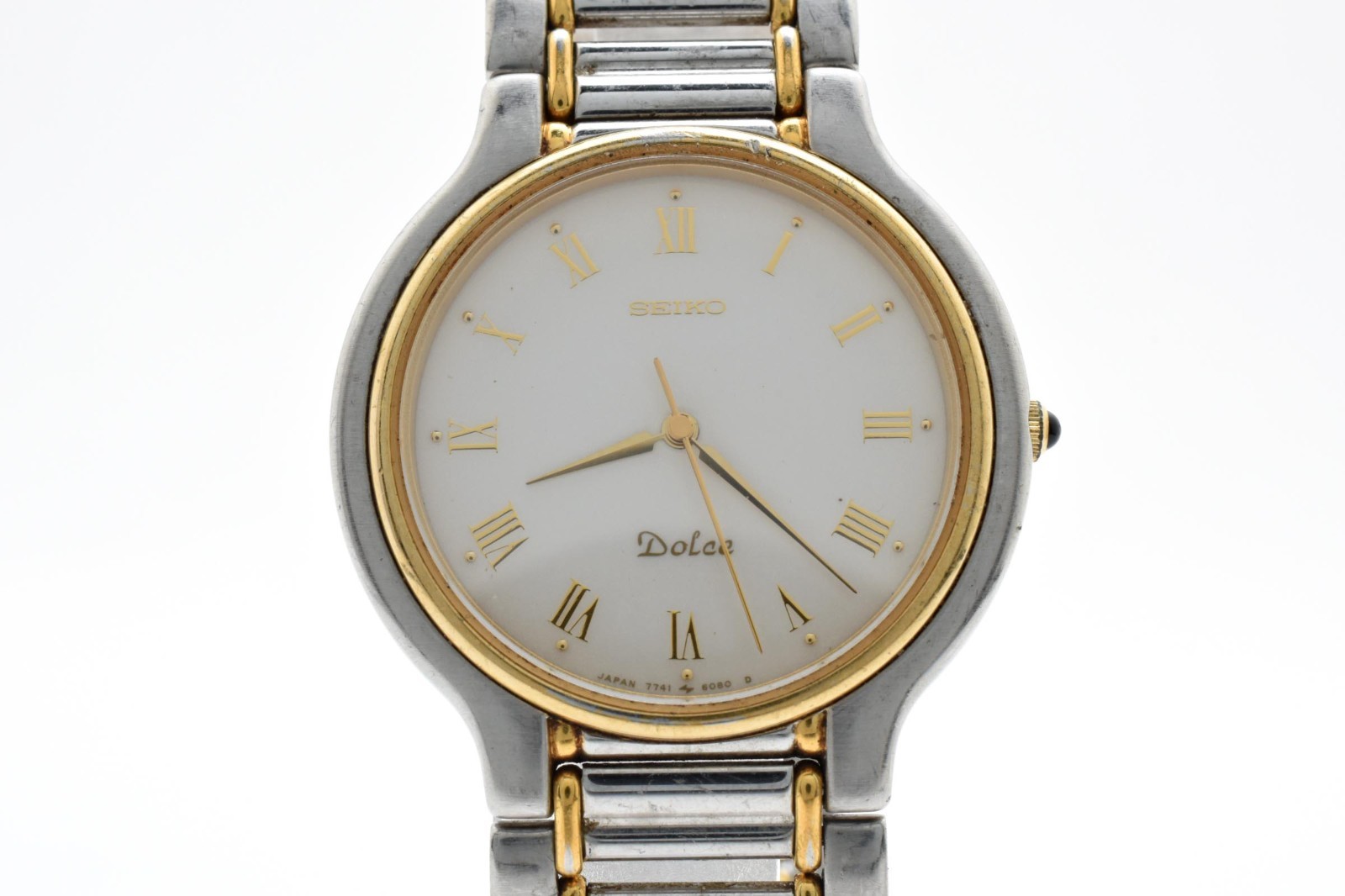 [Near Mint]Vintage SEIKO Dolce 7741-6050 Two-Tone Quartz Mens Watch JAPAN