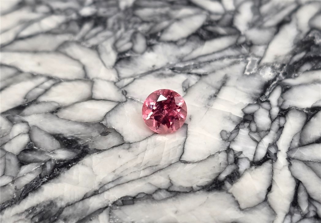 Faceted Rhodochrosite, .83 cts., 5.75 mm, SweetHome Mine, Alma, Colorado, #rh83