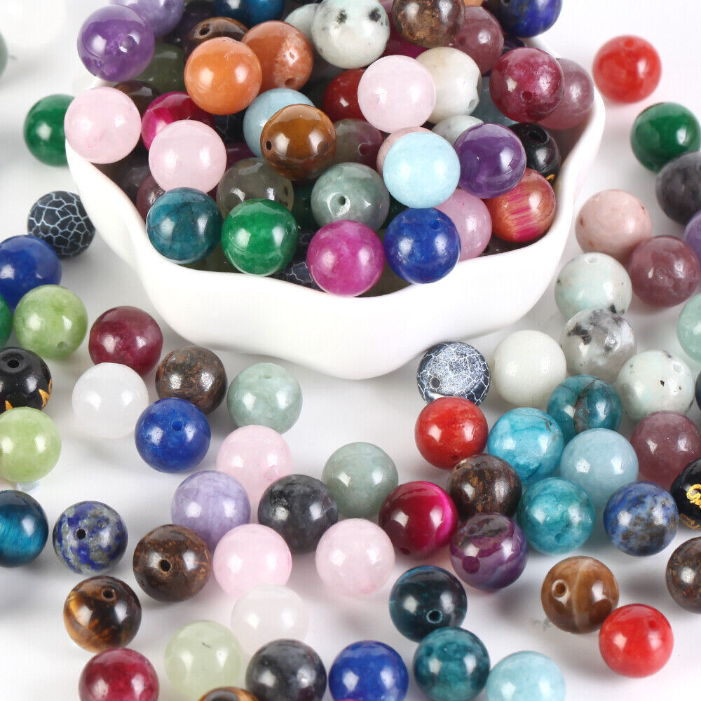 Natural Gemstone Round Spacer Loose Beads Jewelry Making 4mm 6mm 8mm 10mm 12mm
