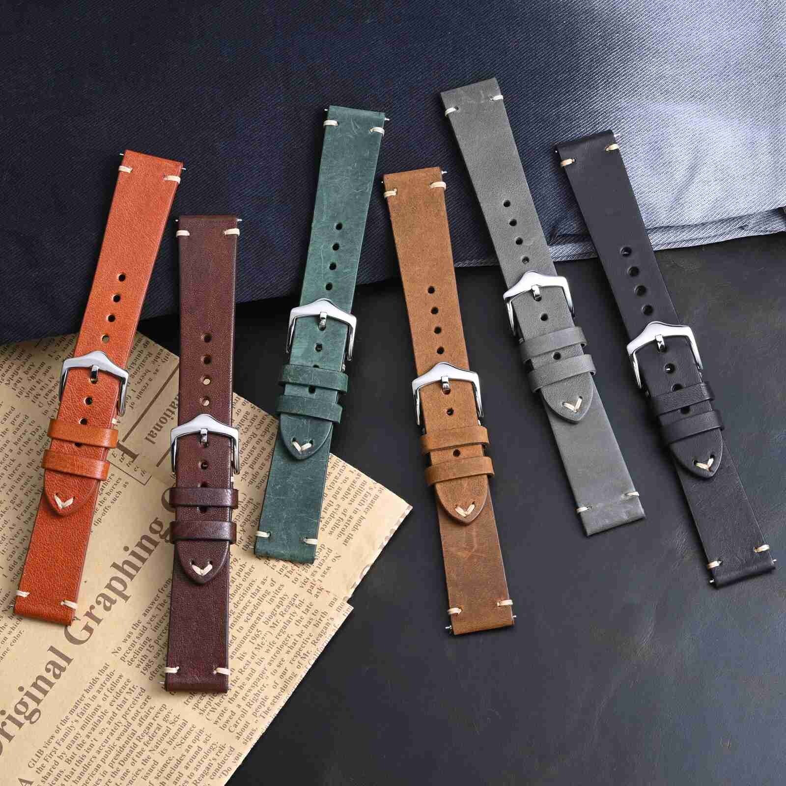 BISONSTRAP Calfskin Leather Watch Strap Quick Release 18mm 20mm 22mm Watch Band